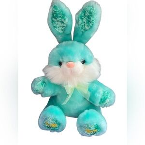 Aqua Vintage Bunny Rabbit Plush Toy. GB1